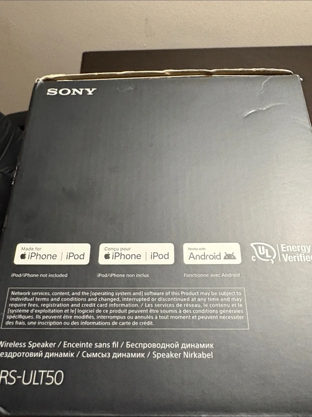 Sony Black Portable Bluetooth Speaker with Rainbow LED Accents